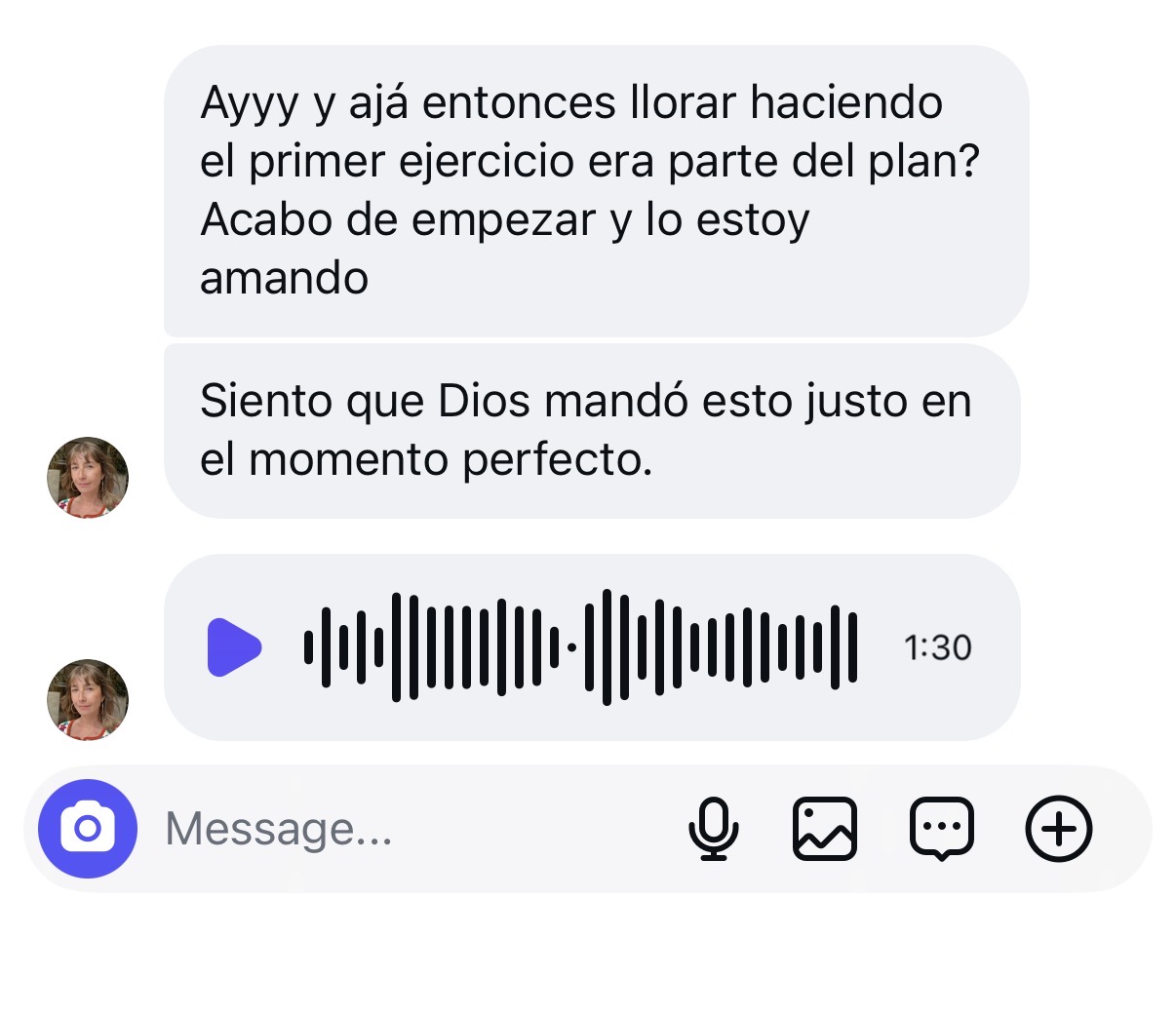 A real message from a woman in the program